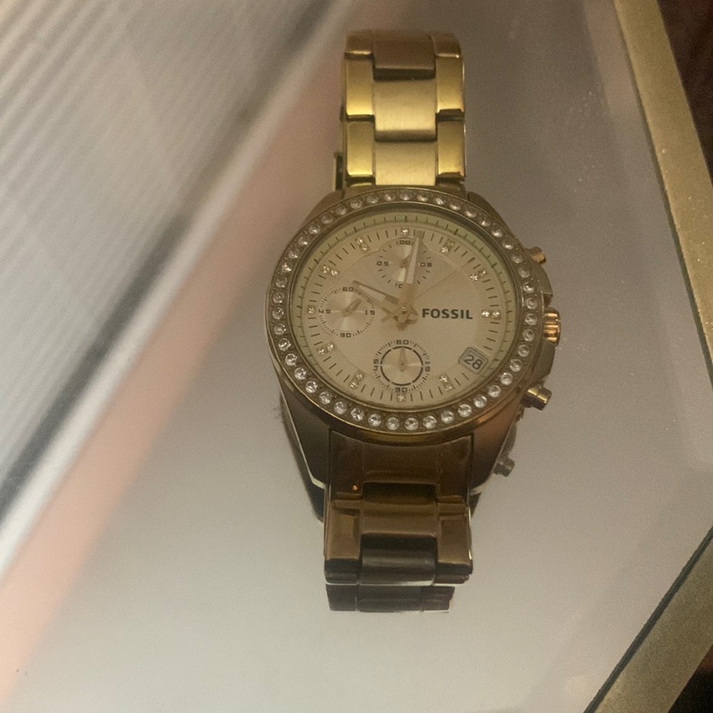Fossil Brand Gold Ladies Watch- large dial